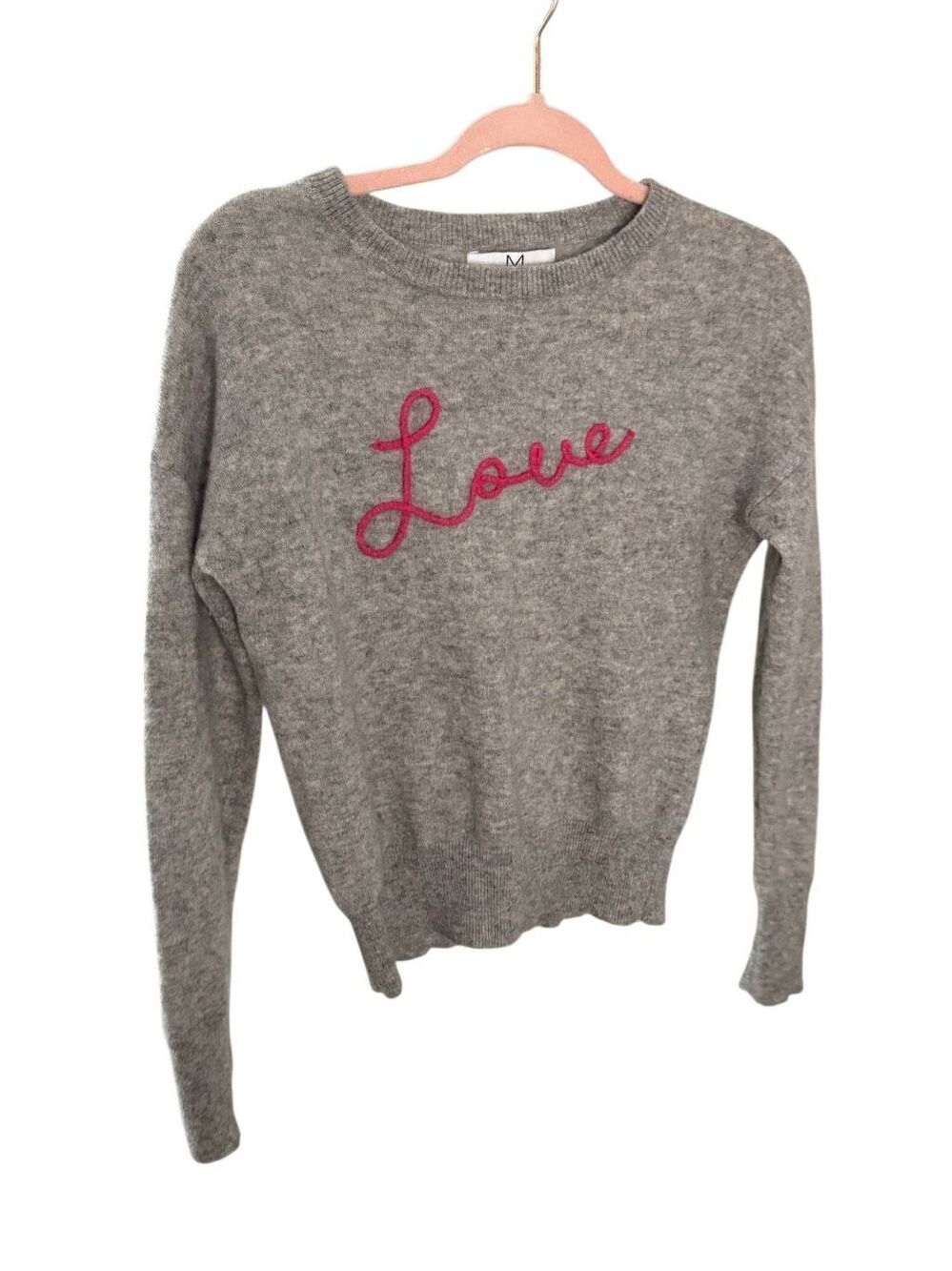 MAGASCHONI Cashmere Love Embellished Grey Pullover Sweater Size Small